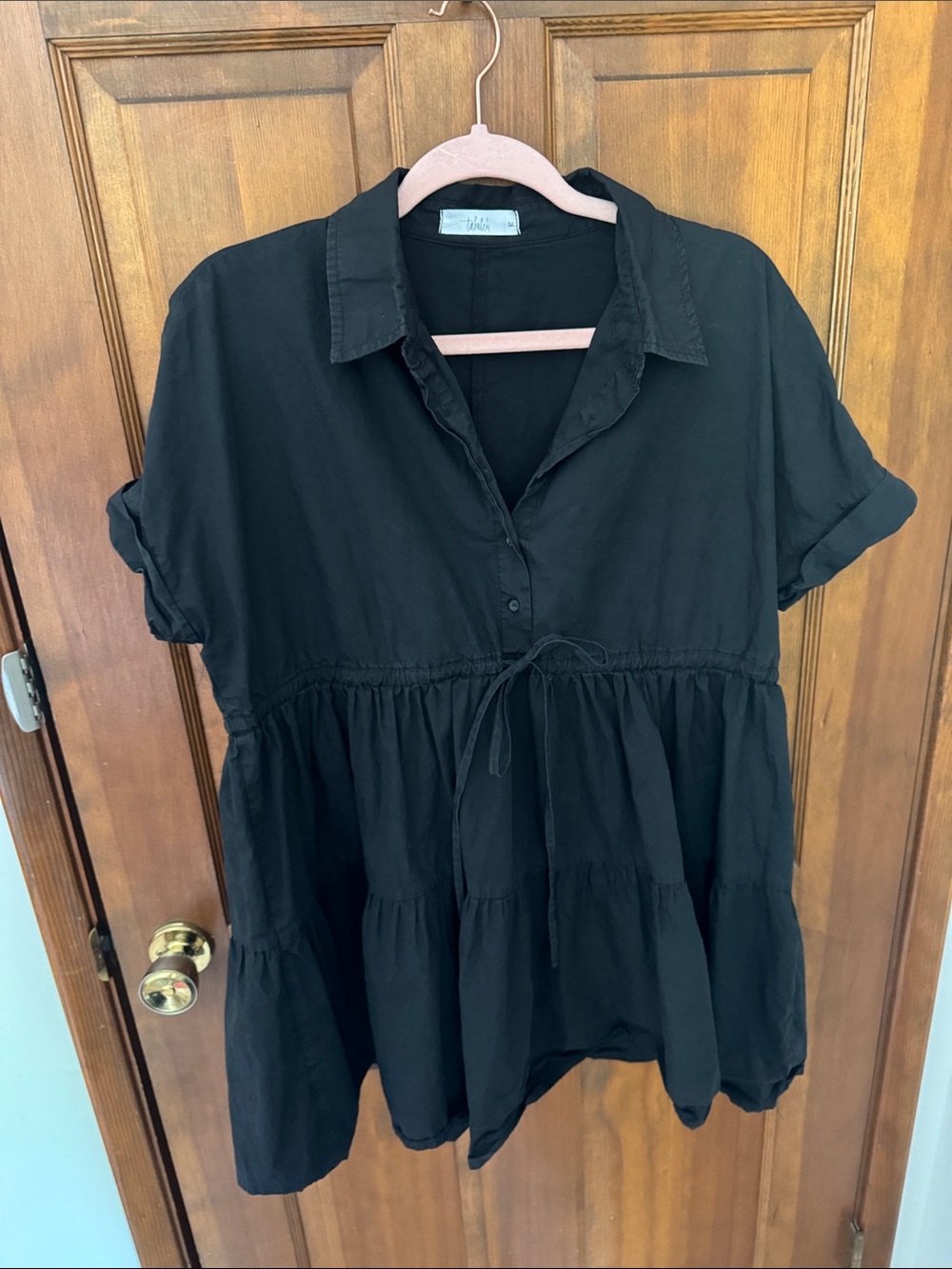 Black Tiered Button-Front Women’s mini dress - Talulah